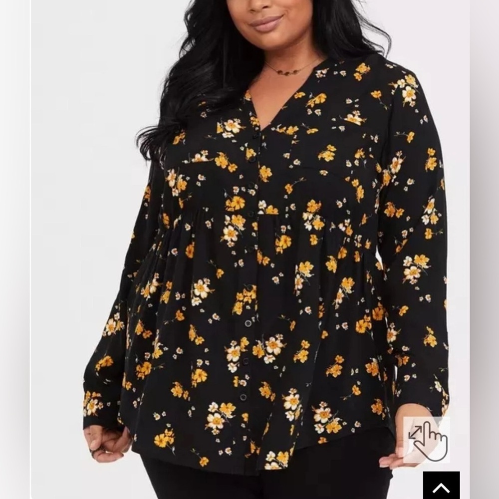 #17 Emma, babydoll Challis button front tunic